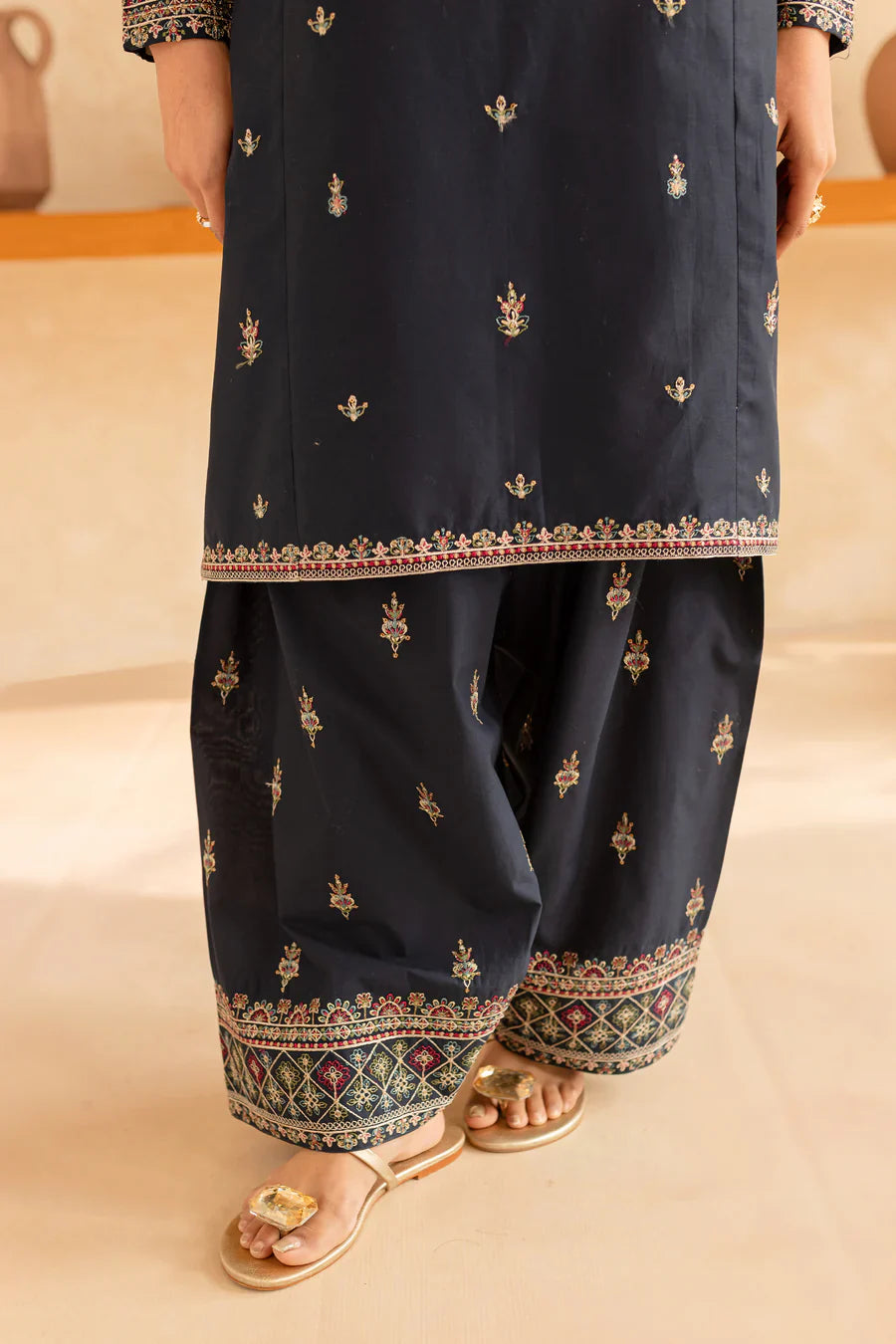 Black Opal - 2 PC Embroidered Dress