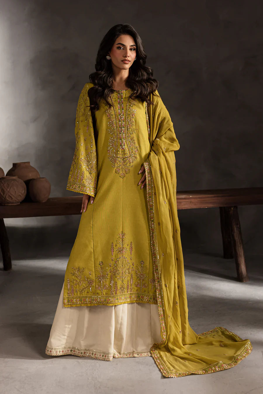 Mellow - 3 PC Embroidered Dress