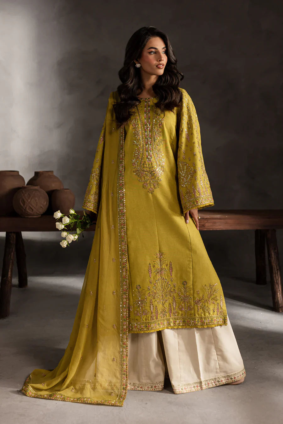 Mellow - 3 PC Embroidered Dress